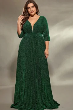 Robe de soirée grande taille verte pour mariage