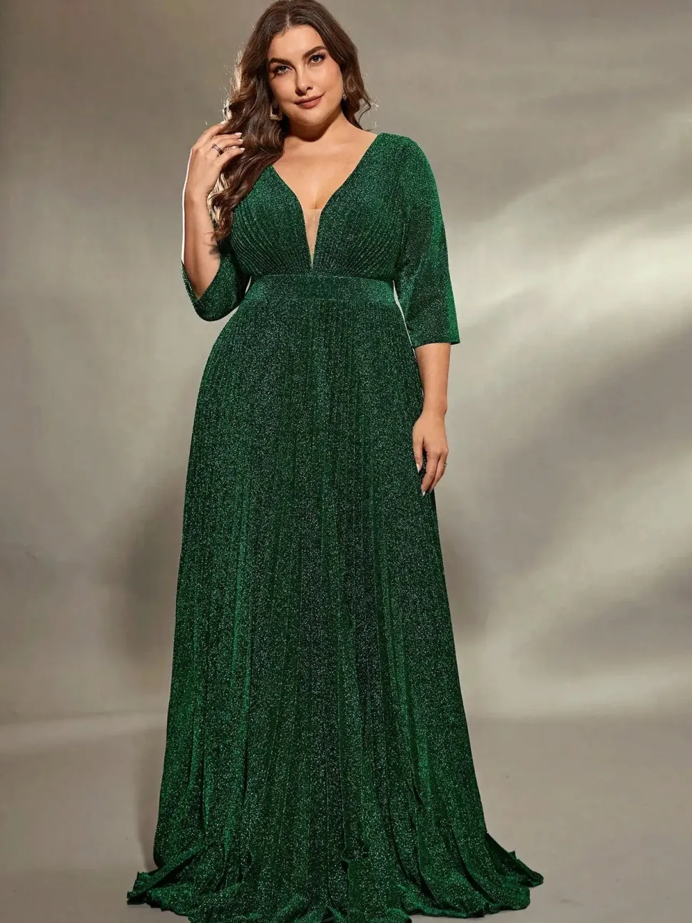 Robe de soirée grande taille verte pour mariage