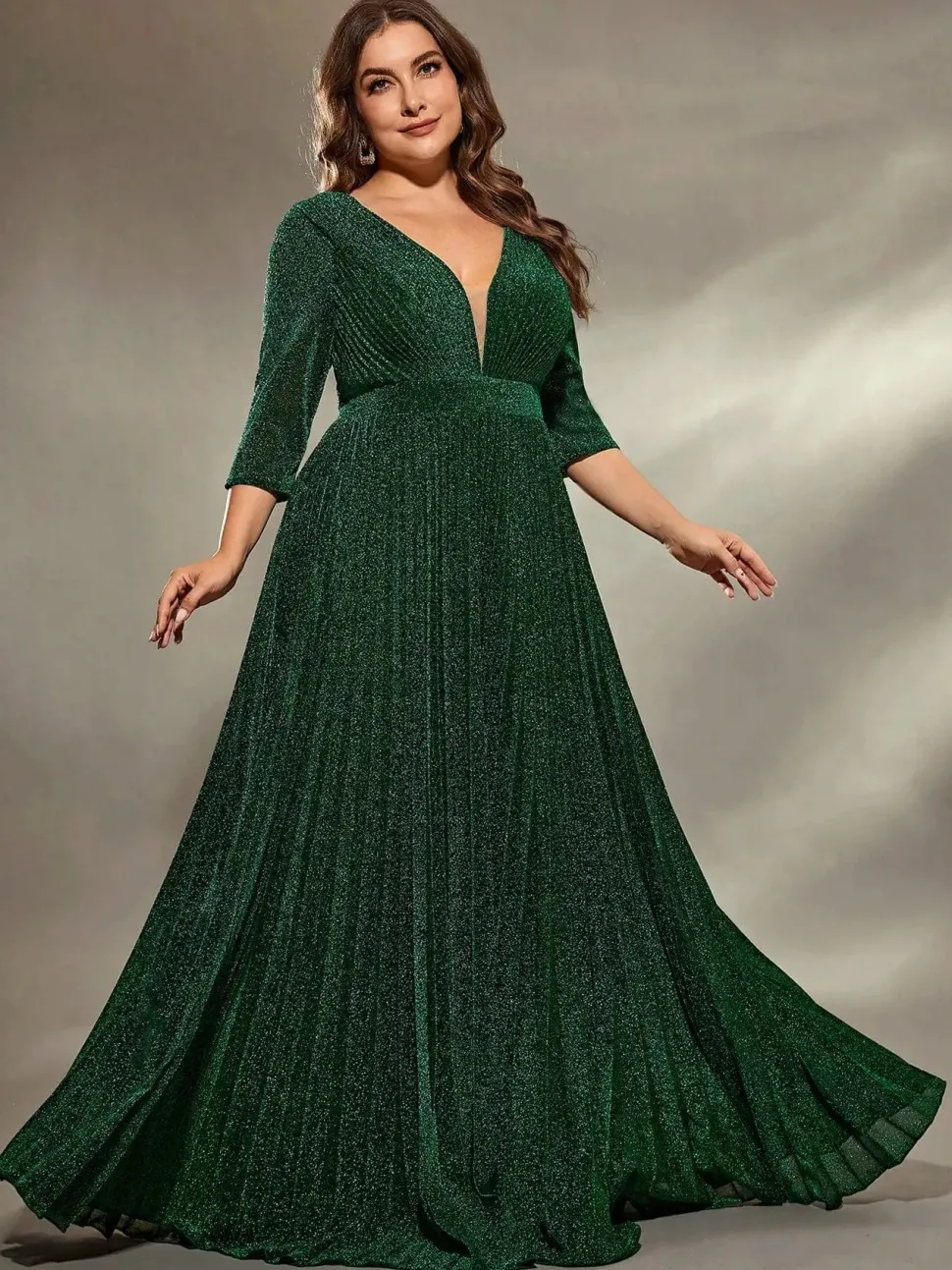 Robe de soirée grande taille verte pour mariage