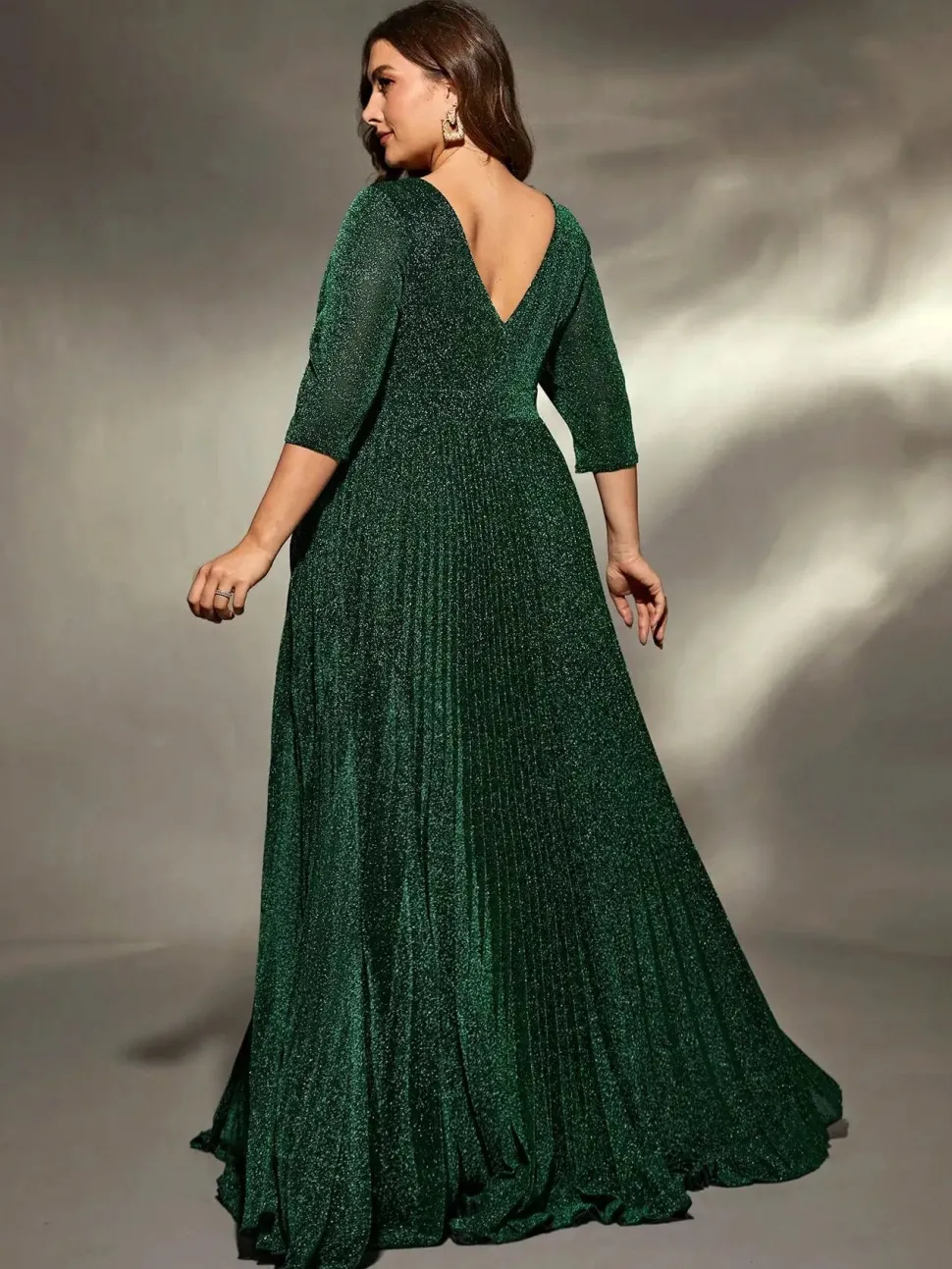 Robe de soirée grande taille verte pour mariage