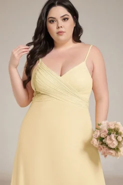 Robe de soirée jaune longue dos nu grande taille