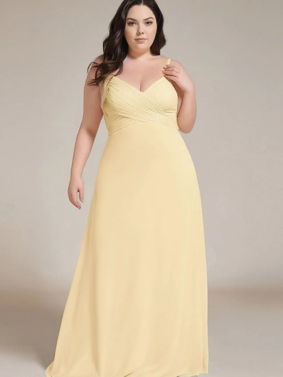 Robe de soirée jaune longue dos nu grande taille