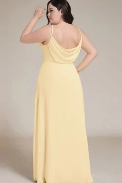 Robe de soirée jaune longue dos nu grande taille