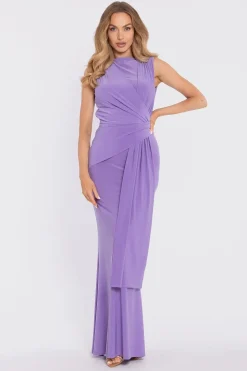 Robe de soirée lilas longue sans manches