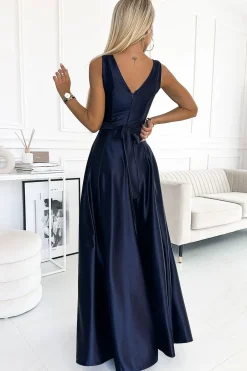 Robe de soirée longue bleu marine