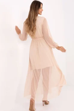 Robe de soirée longue champagne pailletée