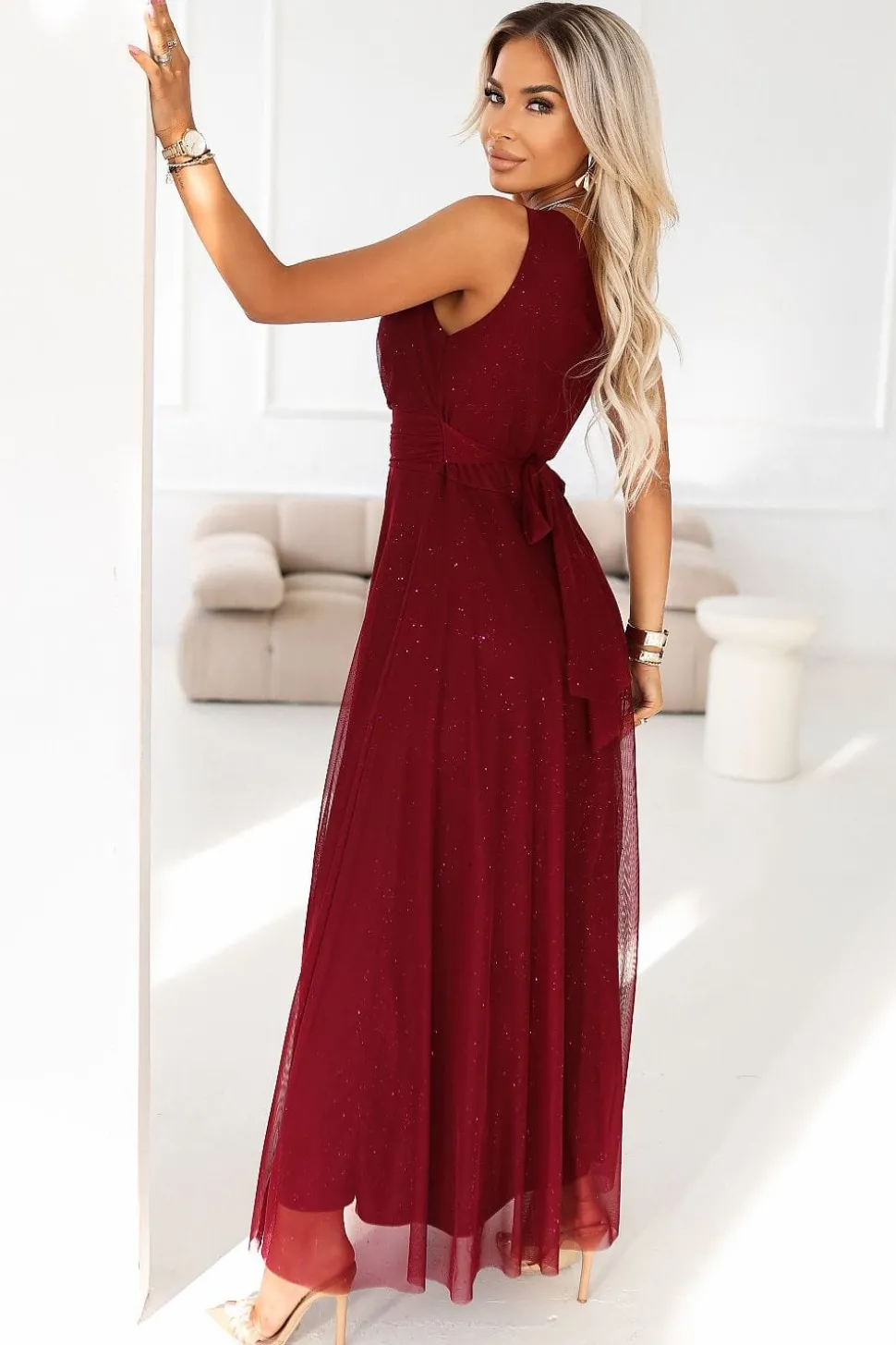 Robe de soirée longue chic bordeaux