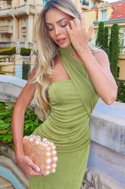 Robe de soirée longue col asymétrique