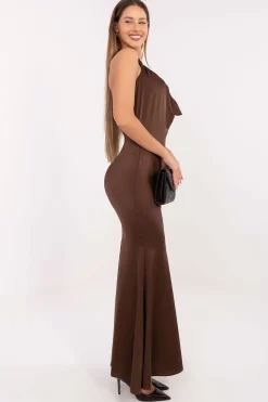 Robe de soirée longue dos nu chocolat