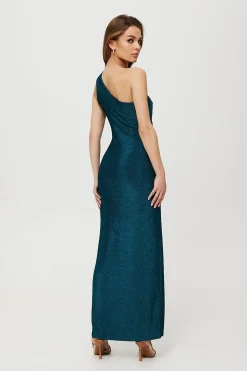 Robe de soirée longue fendue scintillante
