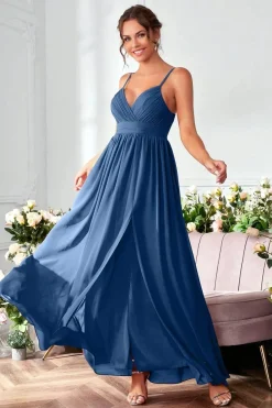 Robe de soirée longue fluide bretelles