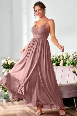 Robe de soirée longue fluide bretelles