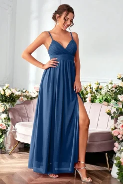 Robe de soirée longue fluide bretelles