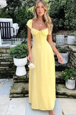 Robe de soirée longue fluide manches courtes