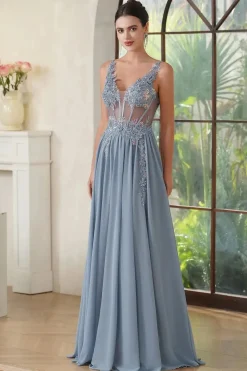 Robe de soirée longue fluide princesse