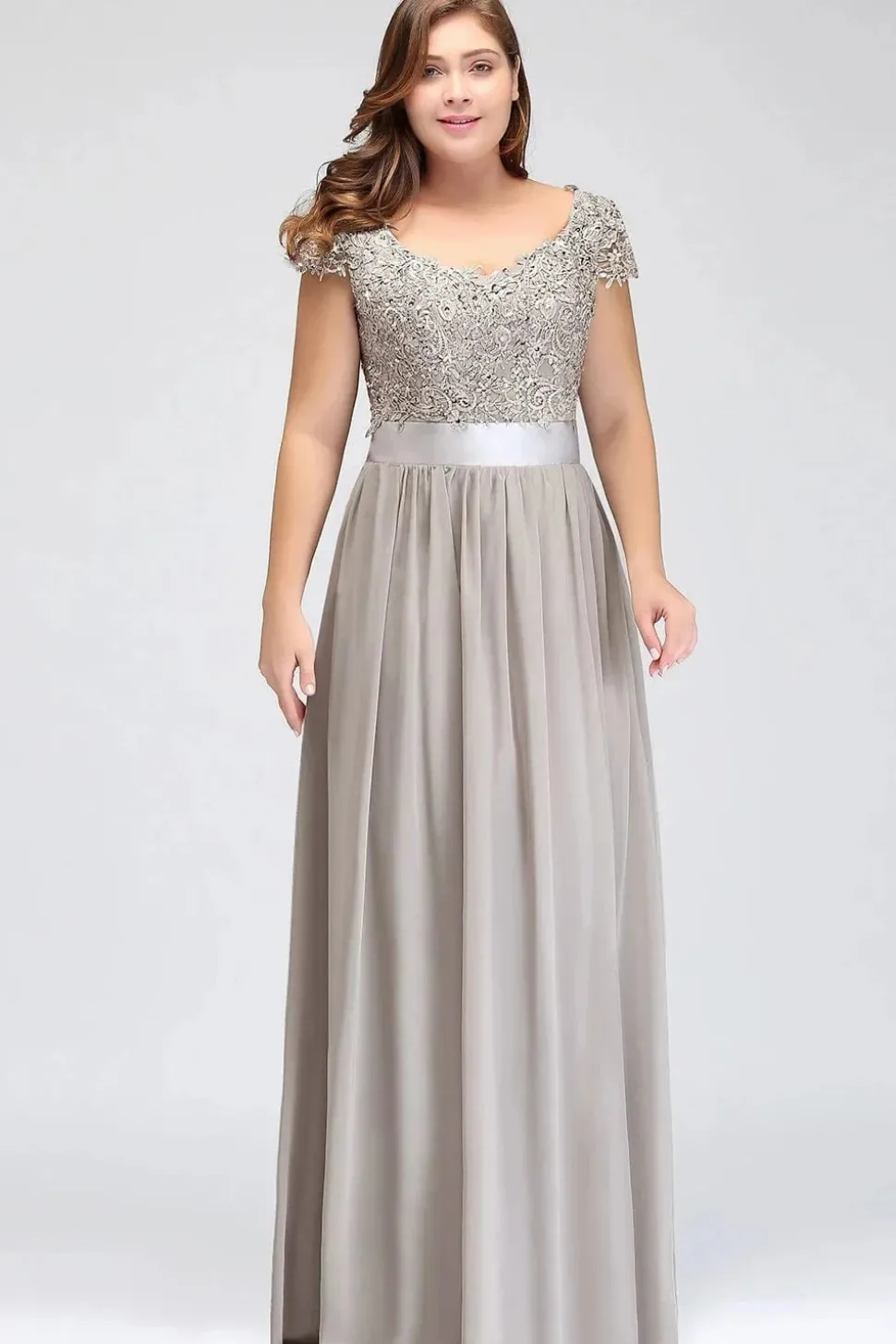Robe de soirée longue haut en dentelle