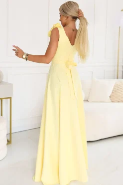Robe de soirée longue jaune fendue