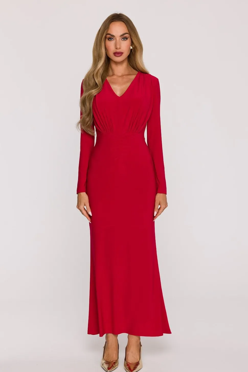 Robe de soirée longue manches longues rouge