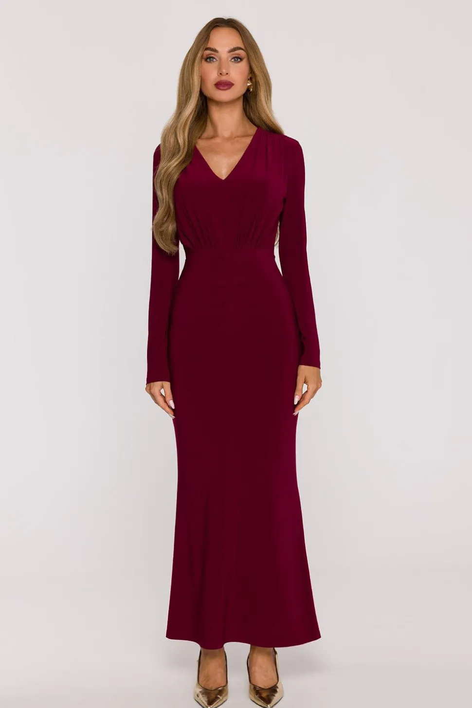 Robe de soirée longue moulante bordeaux