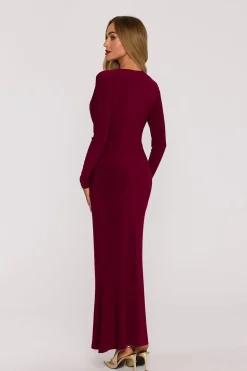 Robe de soirée longue moulante bordeaux