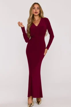 Robe de soirée longue moulante bordeaux