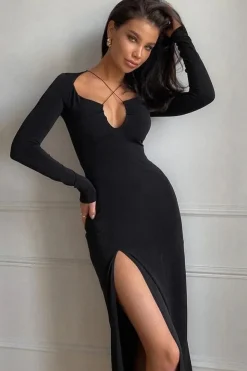 Robe de soirée longue sexy noire