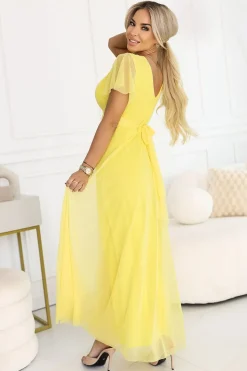 Robe de soirée longue évasée jaune