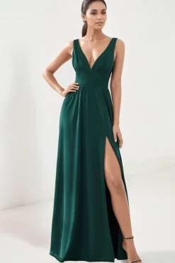 Robe de soirée longue verte chic