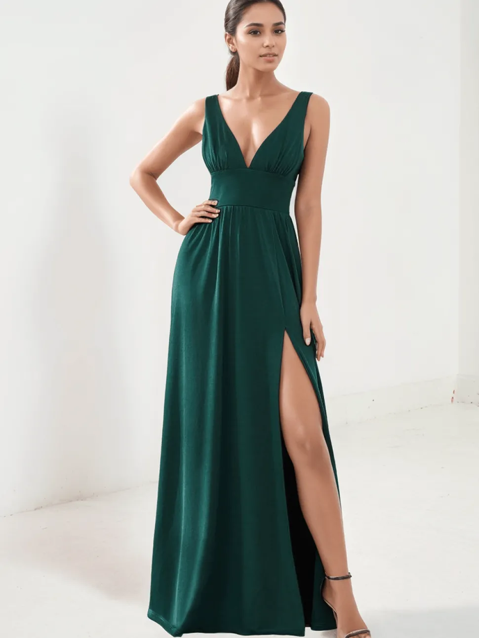 Robe de soirée longue verte chic