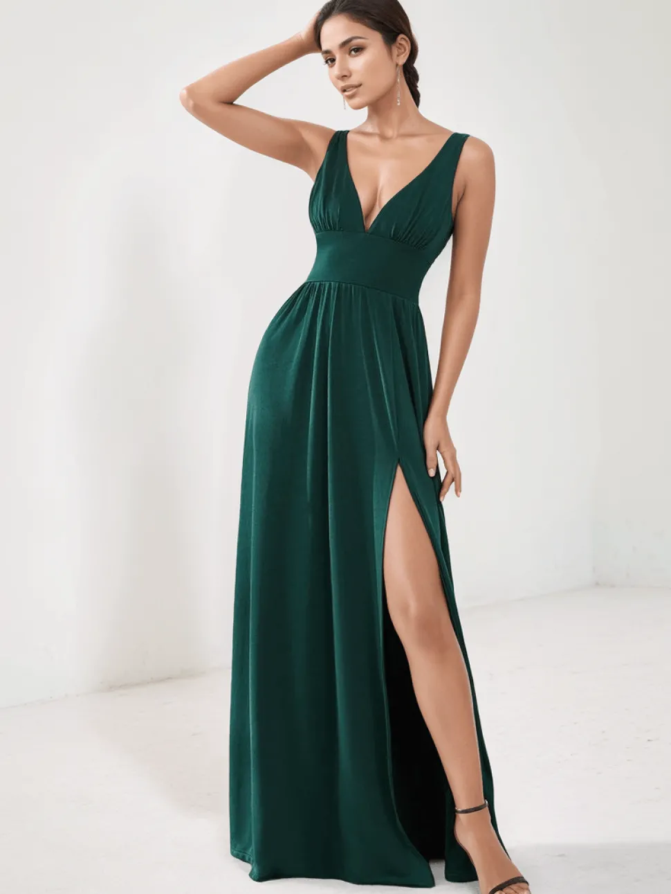 Robe de soirée longue verte chic