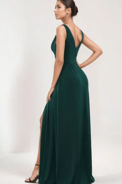 Robe de soirée longue verte chic
