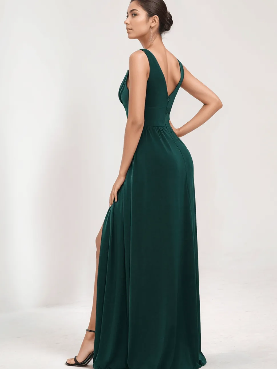 Robe de soirée longue verte chic