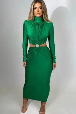 Robe de soirée manche longue col roulé