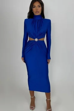Robe de soirée manche longue col roulé