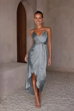 Robe de soirée mariage argentée
