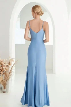 Robe de soirée mariage chic moulante bleue
