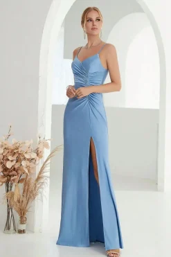 Robe de soirée mariage chic moulante bleue