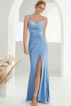 Robe de soirée mariage chic moulante bleue