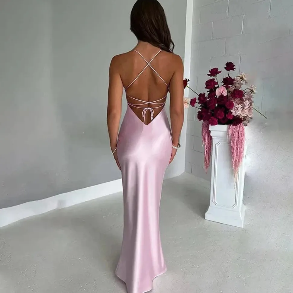 Robe de soirée mariage dos nu satin