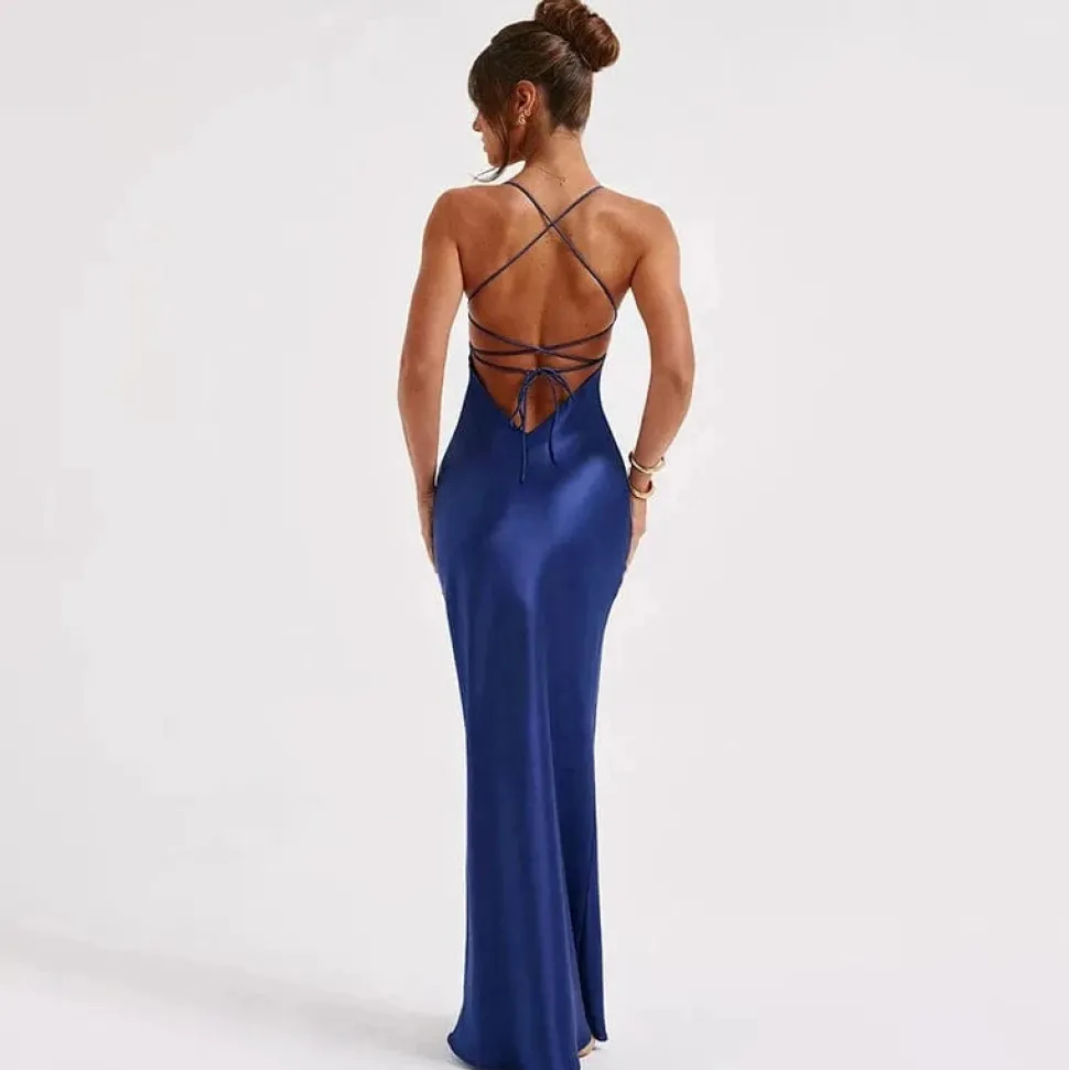 Robe de soirée mariage dos nu satin