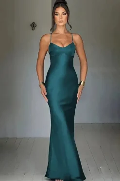 Robe de soirée mariage dos nu satin