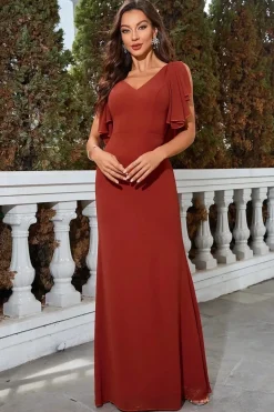 Robe de soirée mariage dos nu terracotta