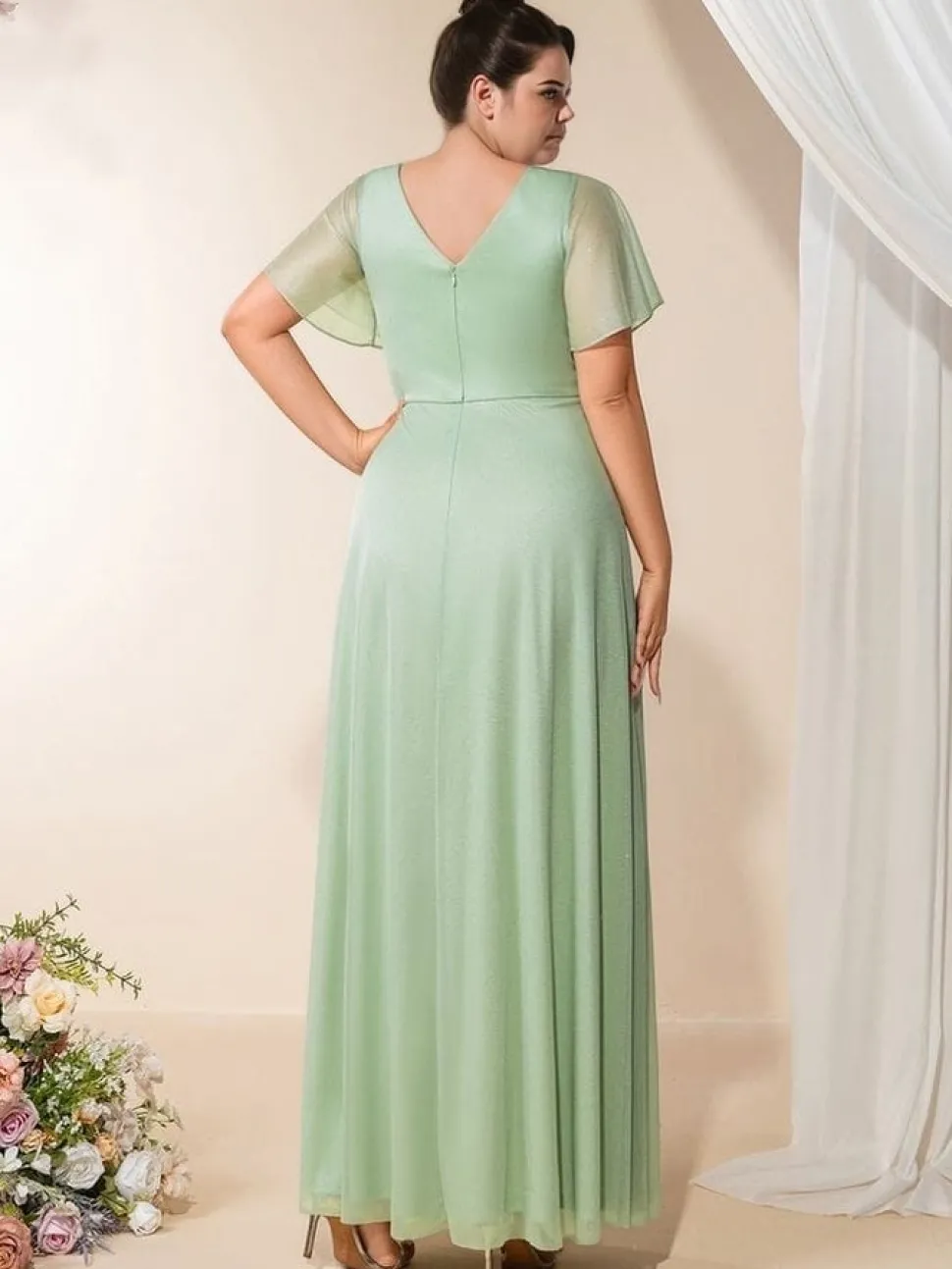Robe de soirée mariage grande taille verte