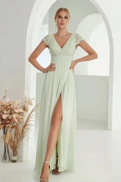 Robe de soirée mariage élégante verte