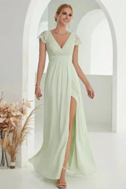 Robe de soirée mariage élégante verte
