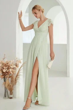 Robe de soirée mariage élégante verte