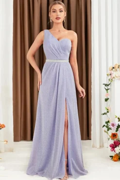 Robe de soirée mariage lilas avec ceinture