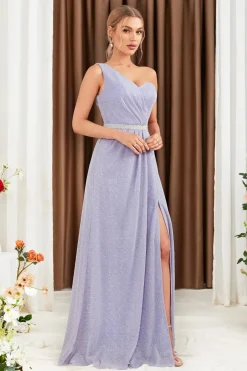 Robe de soirée mariage lilas avec ceinture