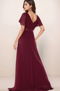 Robe de soirée mariage longue bordeaux
