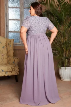 Robe de soirée mariage longue lilas grande taille